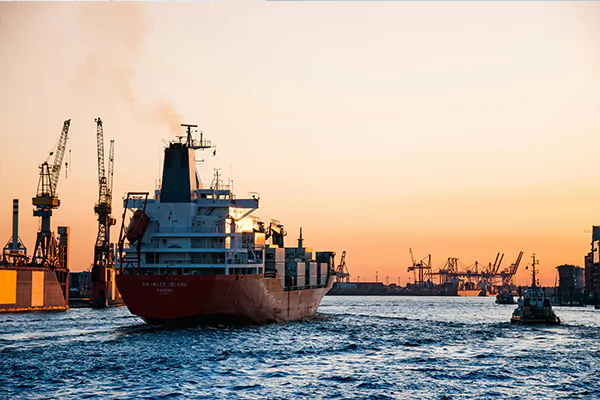 A ship with container vans